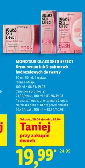 Krem, serum lub 3-pak masek hydrożelowych do twarzy mond'sub glass skin effect