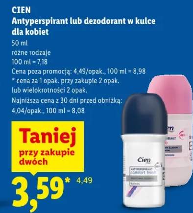 Antyperspirant lub dezodorant w kulce dla kobiet cien
