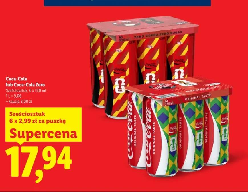 Napój gazowany Coca-Cola sześciosztuk