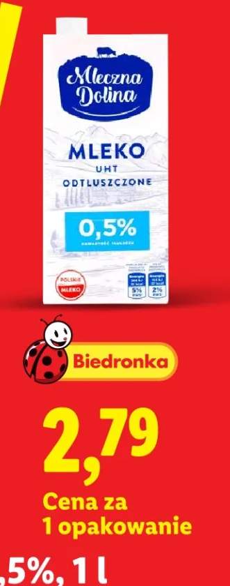 Mleko UHT odtłuszczone Mleczna Dolina 0,5%