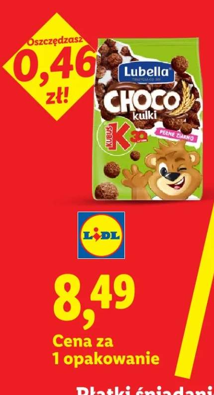 Płatki śniadaniowe Choco Kulki Lubella Kubuś