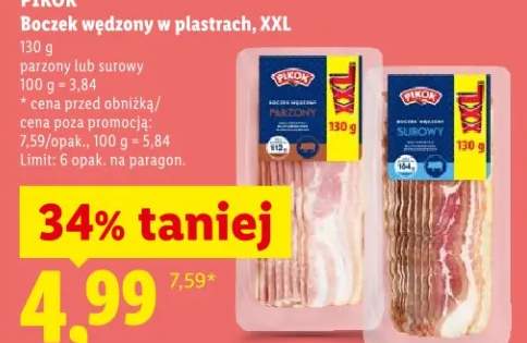 Boczek wędzony w plastrach XXL surowy Pikok