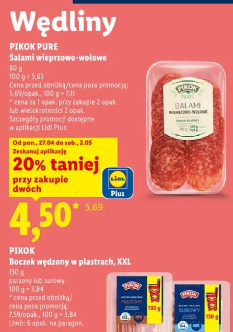 Boczek wędzony w plastrach XXL parzony Pikok