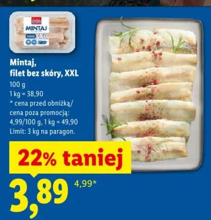Mintaj filet bez skóry XXL