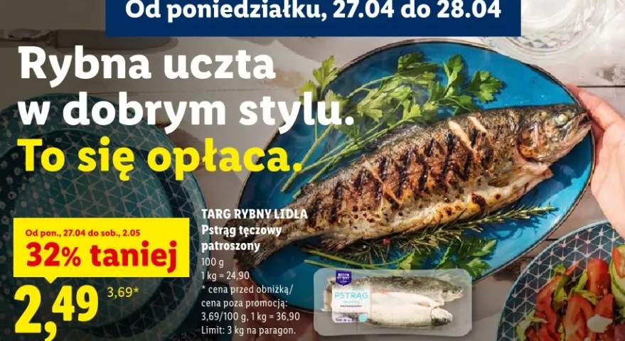 Pstrąg tęczowy patroszony Targ Rybny Lidla