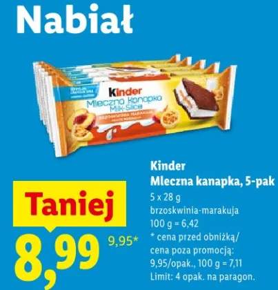 Mleczna kanapka brzoskwinia-marakuja Kinder Mix-Slice 5-pak