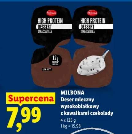 Deser mleczny wysokobiałkowy z kawałkami czekolady Milbona High Protein Dessert Stracciatella