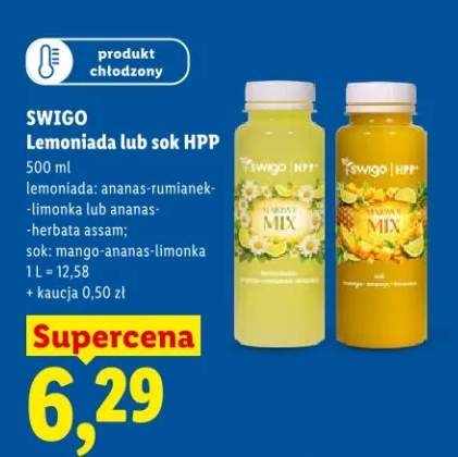 Lemoniada ananas-rumianek-limonka Swigo HPP produkt chłodzony