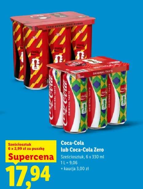 Napój gazowany Coca-Cola sześciosztuk