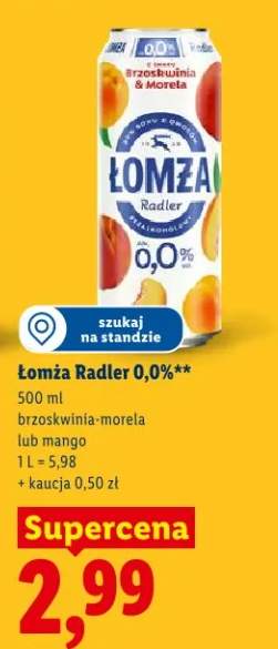 Piwo bezalkoholowe Łomża Radler 0,0% brzoskwinia-morela