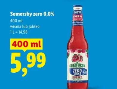 Piwo bezalkoholowe Somersby Zero 0,0% wiśnia