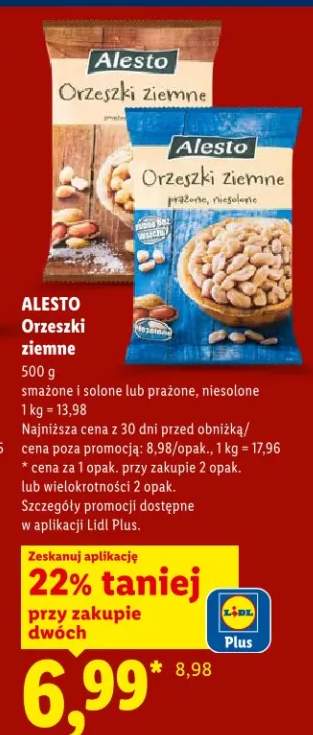 Orzeszki ziemne smażone i solone Alesto