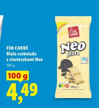 Biała czekolada z ciasteczkami Neo Fin Carré