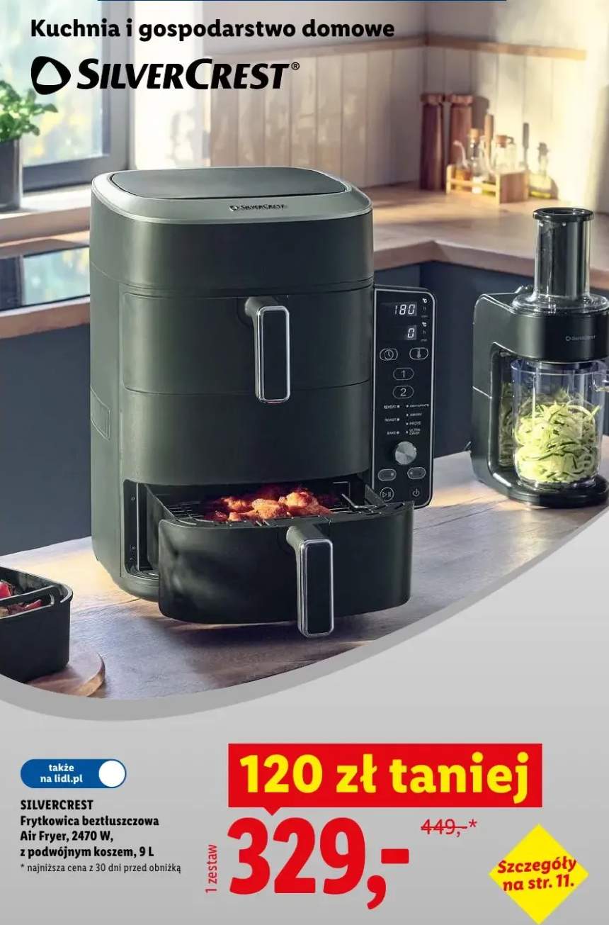 Frytkownica beztłuszczowa Air Fryer 2470W z podwójnym koszem SilverCrest