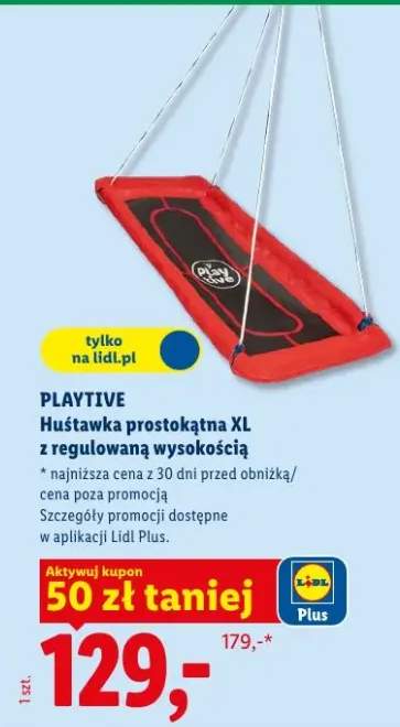 Huśtawka prostokątna XL Playtive z regulowaną wysokością