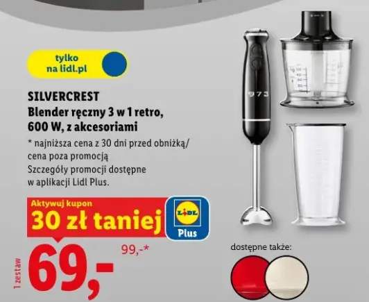 Blender ręczny SilverCrest 3 w 1 retro 600W z akcesoriami