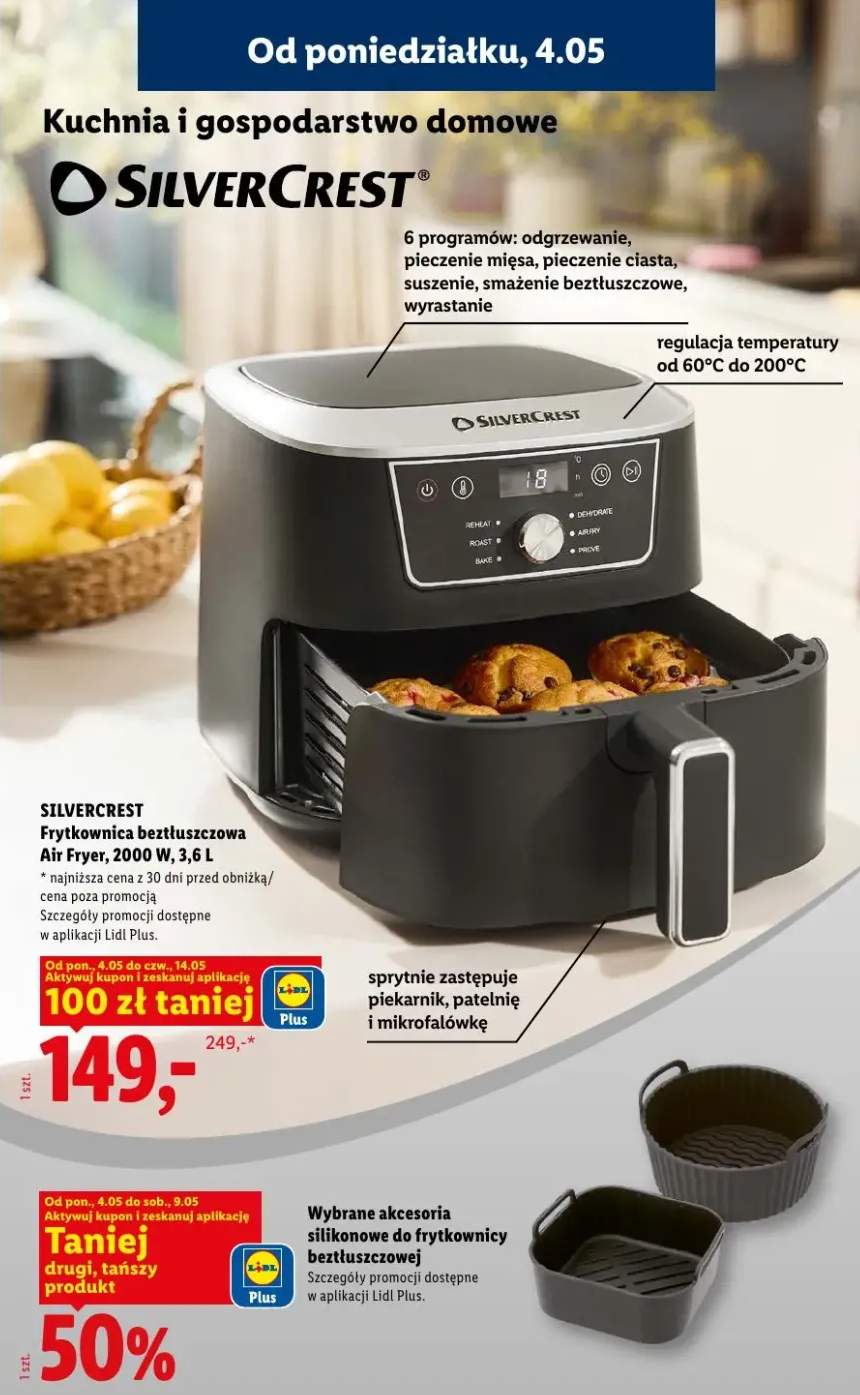 Frytkownica beztłuszczowa Air Fryer Silvercrest 2000W 3,6l