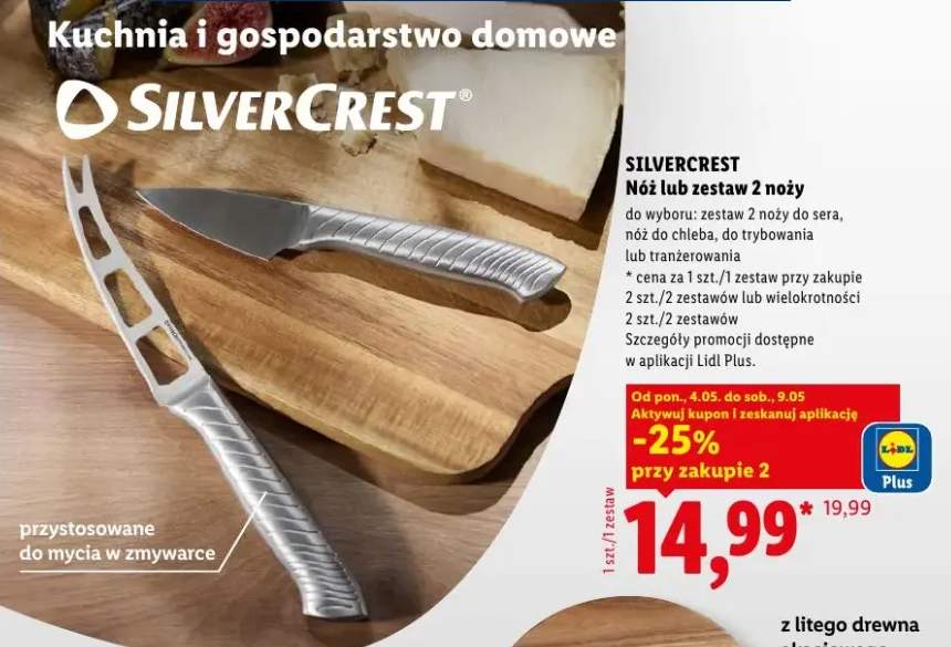 Zestaw 2 noży SilverCrest do sera