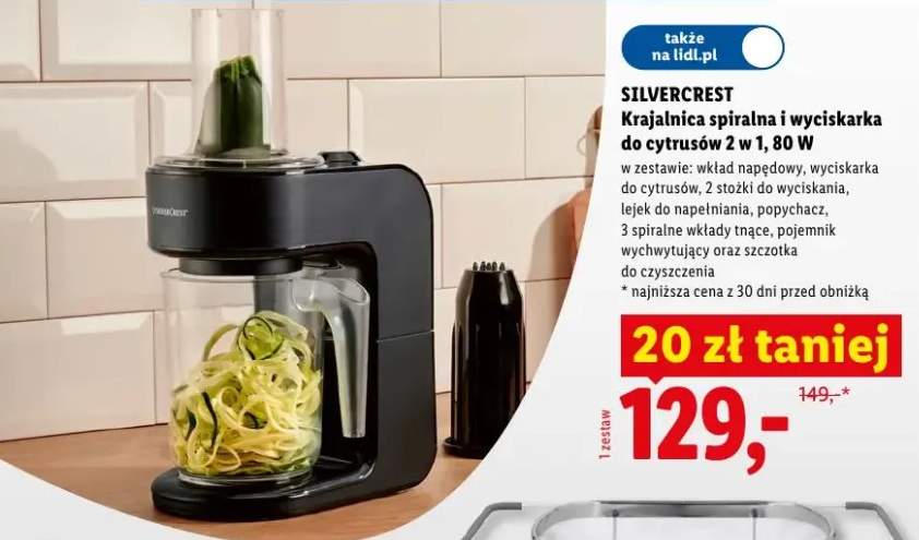 Krajalnica spiralna i wyciskarka do cytrusów SilverCrest 2 w 1 80W