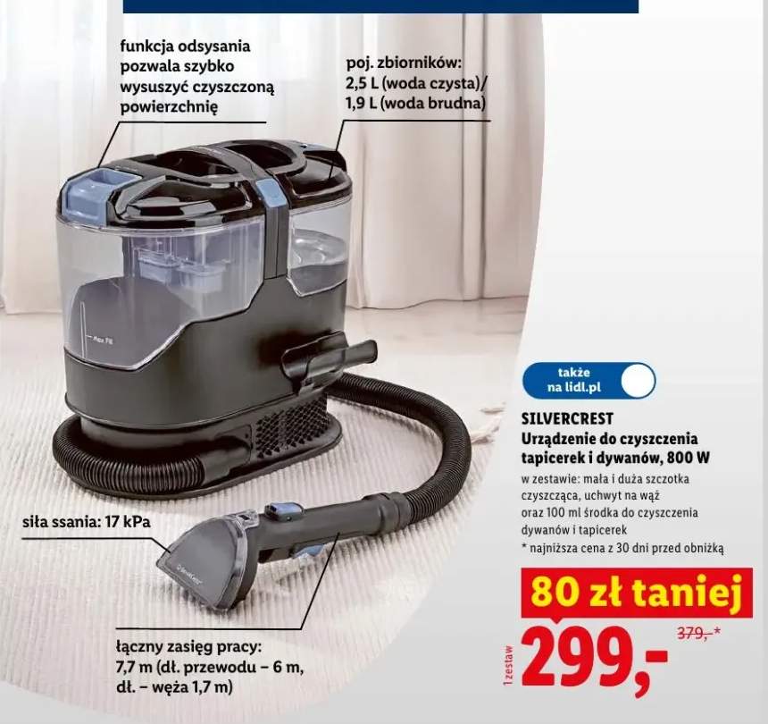 Urządzenie do czyszczenia tapicerek i dywanów Silvercrest 800W