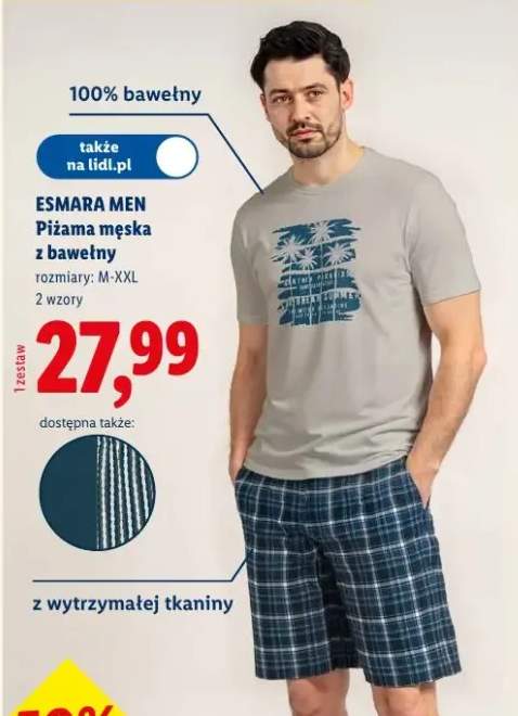 Piżama męska z bawełny Esmara Men rozmiary M-XXL