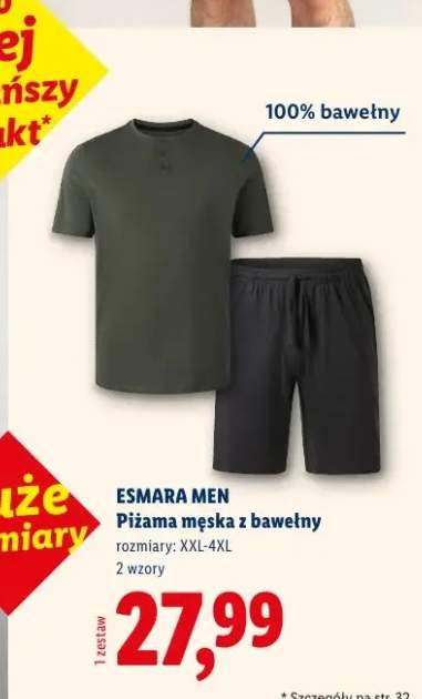 Piżama męska z bawełny Esmara Men rozmiary XXL-4XL