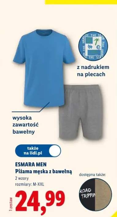 Piżama męska z bawełny Esmara Men rozmiary M-XXL