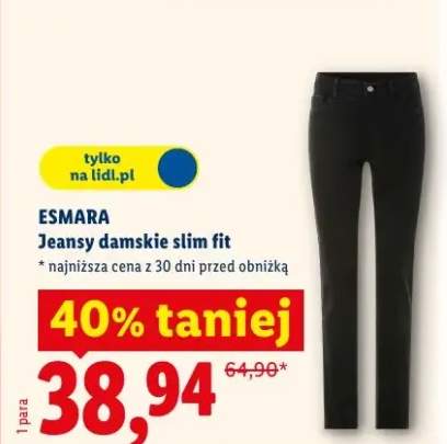 Jeansy damskie slim fit Esmara
