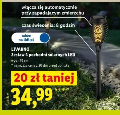 Zestaw 4 pochodni solarnych LED Livarno
