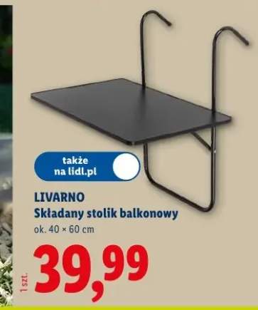 Składany stolik balkonowy Livarno 40x60cm