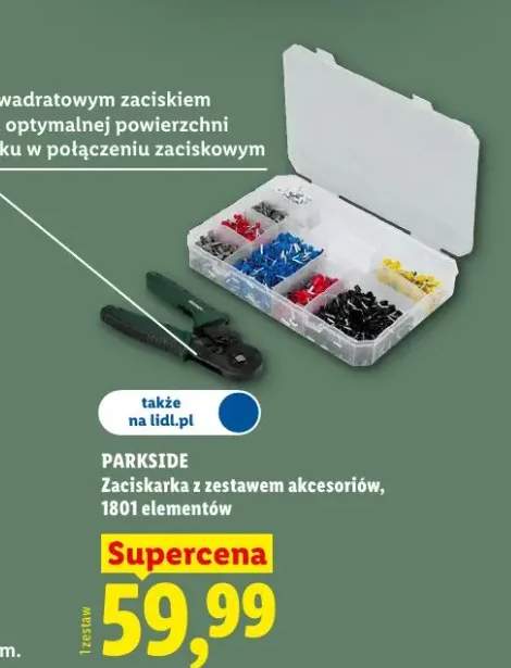 Zaciskarka z zestawem akcesoriów 1801 elementów Parkside