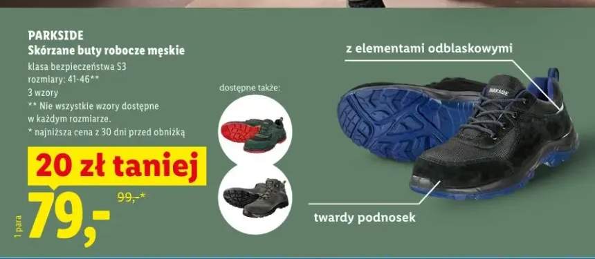 Skórzane buty robocze męskie Parkside klasa bezpieczeństwa S3