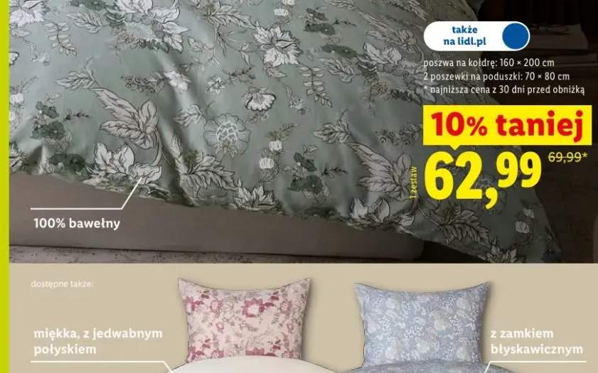 Pościel satynowa z bawełny Livarno 160x200cm