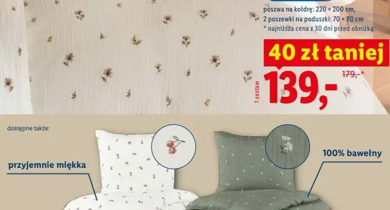 Pościel z bawełny muślinowej Livarno poszwa na kołdrę 220×200cm 2 poszewki na poduszki 70×80cm