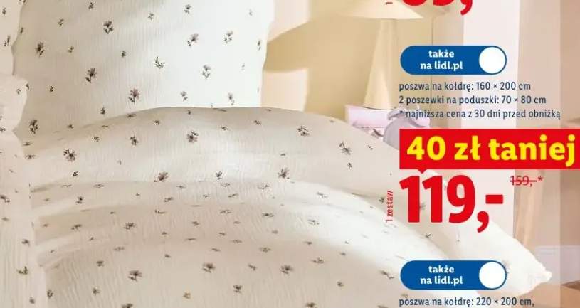 Pościel z bawełny muślinowej Livarno poszwa na kołdrę 160×200cm 2 poszewki na poduszki 70×80cm