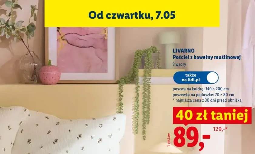 Pościel z bawełny muślinowej Livarno poszwa na kołdrę 140×200cm poszewka na poduszkę 70×80cm