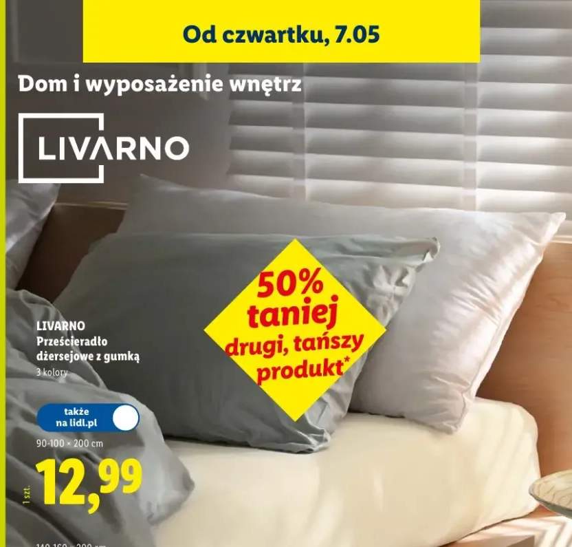 Prześcieradło dżersejowe z gumką Livarno 90-100×200cm