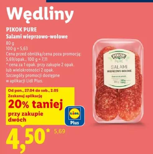 Salami wieprzowo-wołowe Pikok Pure