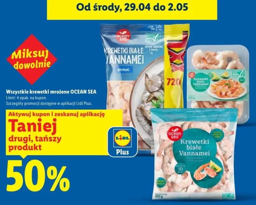 Krewetki białe Vannamei mrożone Ocean Sea