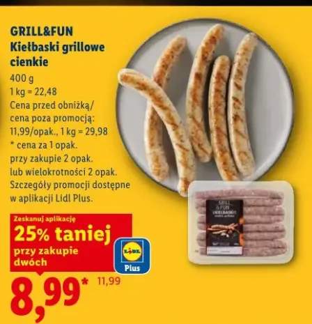 Kiełbaski grillowe cienkie Grill&Fun