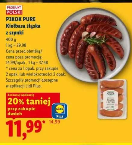 Kiełbasa śląska z szynki Pikok Pure