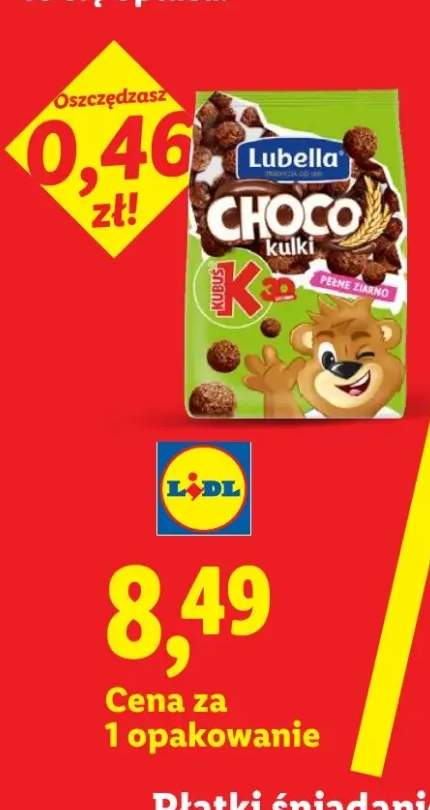 Płatki śniadaniowe Choco Kulki Lubella Kubuś