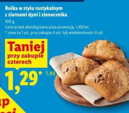 Bułka w stylu rustykalnym z ziarnami dyni i słonecznika Piekarnia Lidla