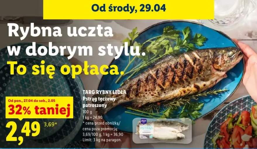 Pstrąg tęczowy patroszony Targ Rybny Lidla