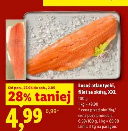 Łosoś atlantycki filet ze skórą XXL