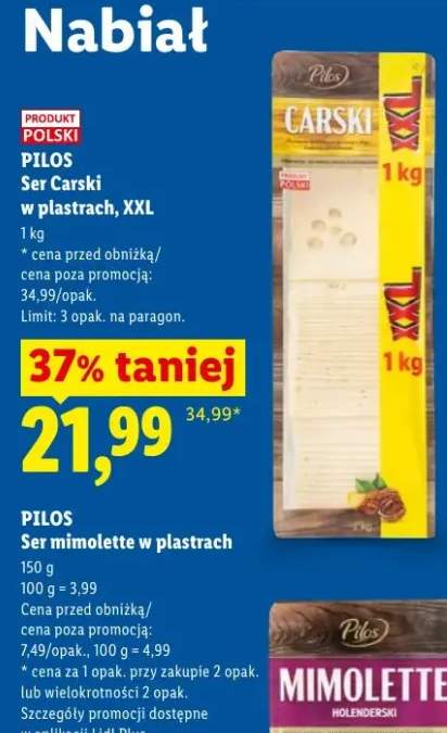 Ser Carski w plastrach XXL Pilos