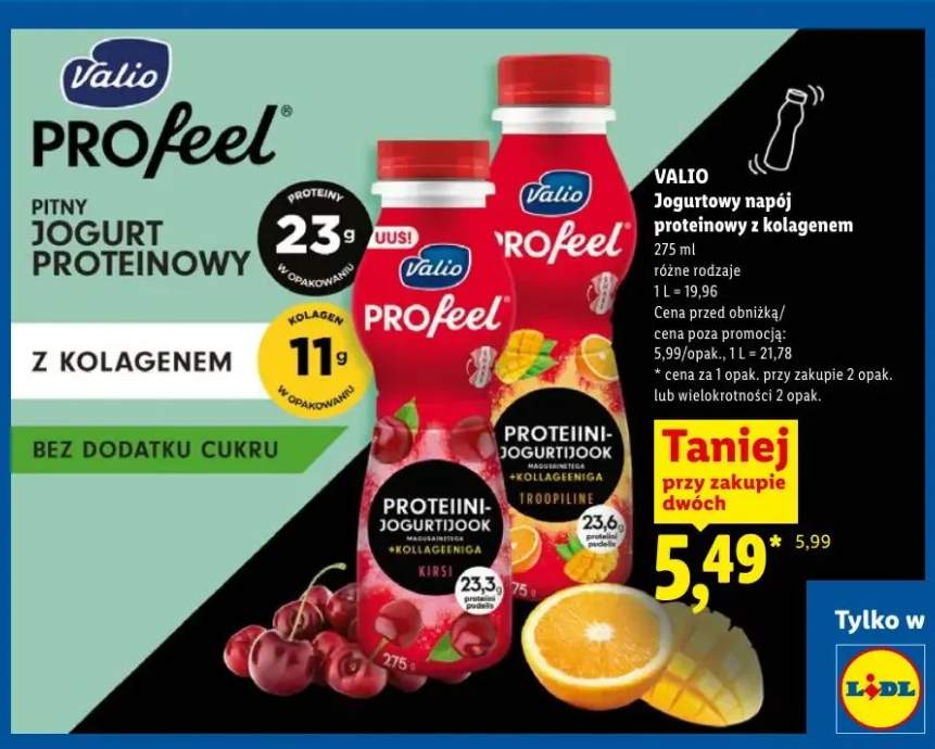 Jogurtowy napój proteinowy z kolagenem bez dodatku cukru Valio PROfeel