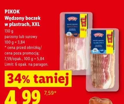 Wędzony boczek w plastrach parzony XXL Pikok