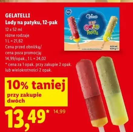 Lody na patyku Gelatelli 12-pak