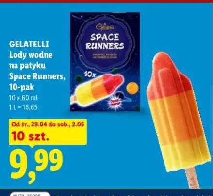Lody wodne na patyku Space Runners Gelatelli 10-pak